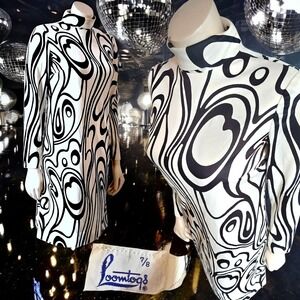Vintage‎ Mod Black And White Op Art Dress By Loomtogs Sz 7/8
